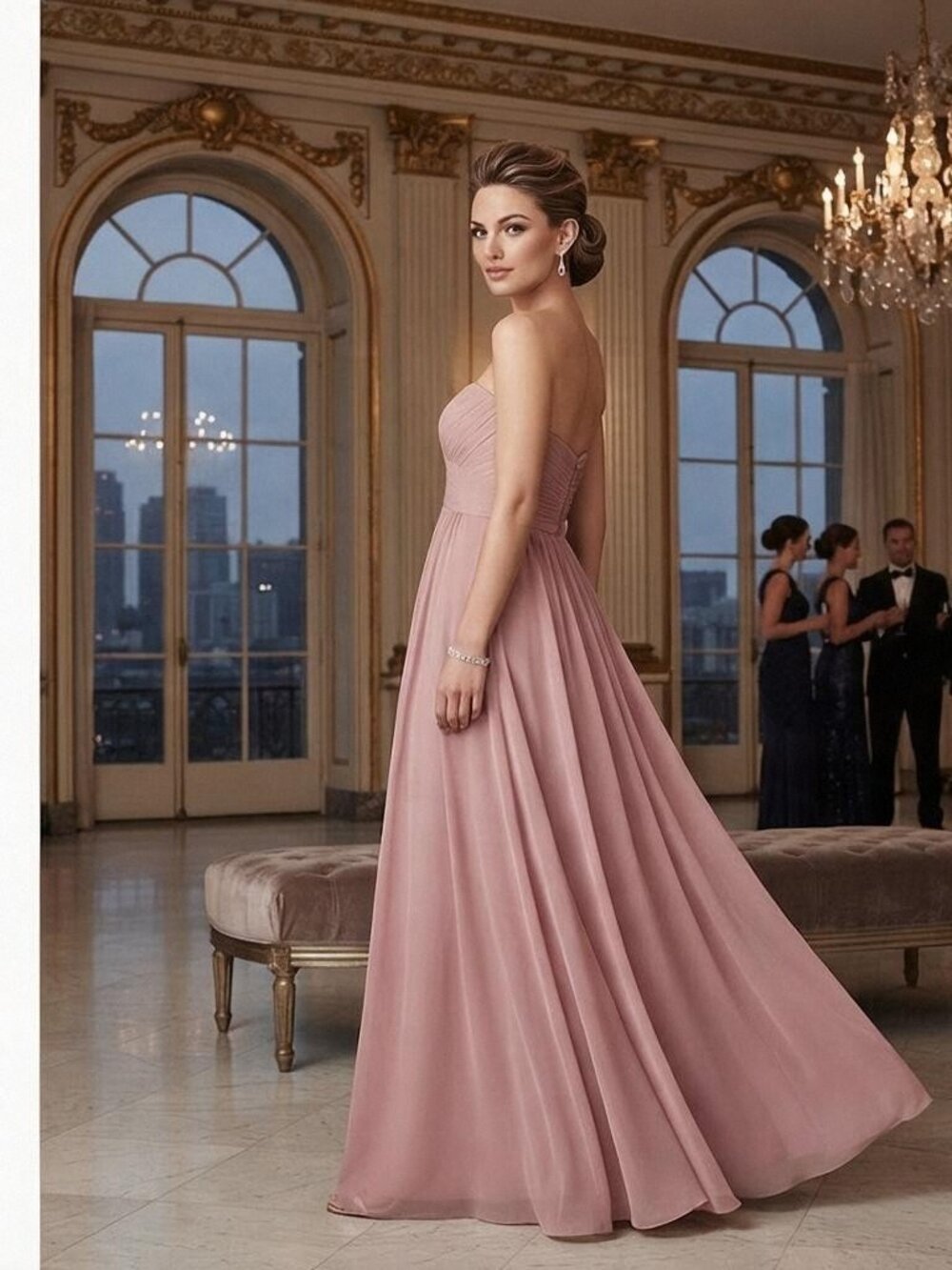 Jenny Yoo Convertible Strapless Empire Waist Gown | Tan Nude | Size 0